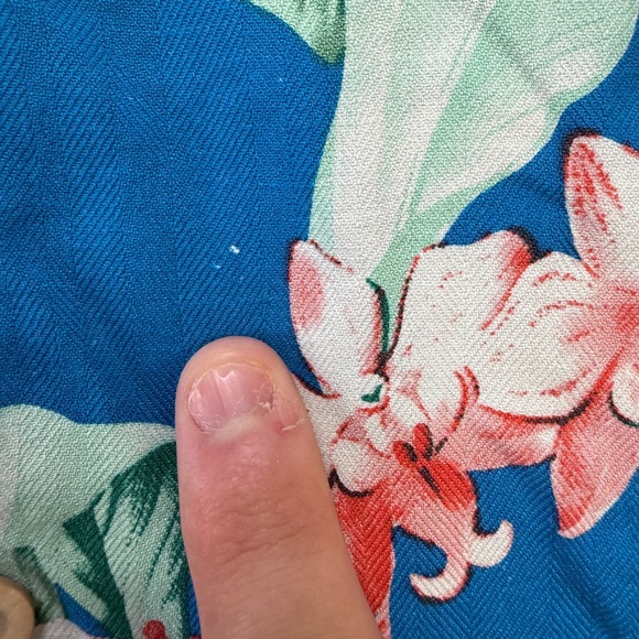 Tommy Bahama Shirt Mens Large Bright Blue Floral Hawaiian Aloha Loop Collar Silk - Picture 3 of 11